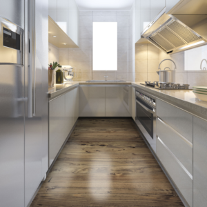 worn wood kitchen mat