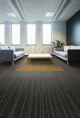 Elegant Black Office Carpet with Golden Lines